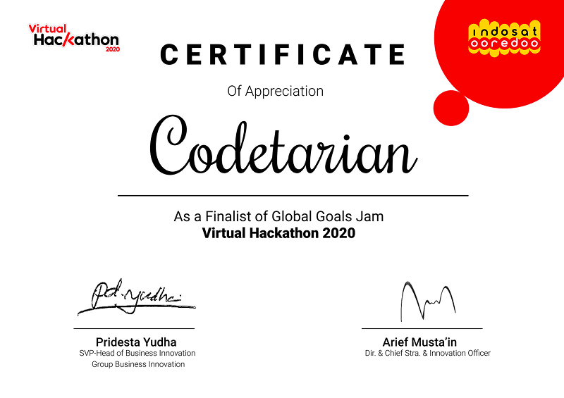 Global Goals Jam Virtual Hackathon 2020 Finalist